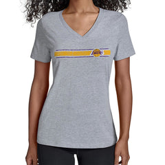 NBA - Los Angeles Lakers Starter Women's Team Stripe V-Neck T-Shirt - Gray