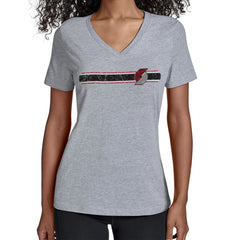 NBA - Portland Trail Blazers Starter Women's Team Stripe V-Neck T-Shirt - Gray