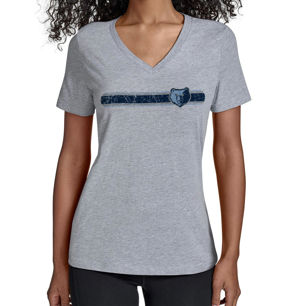 NBA - Memphis Grizzlies Starter Women's Team Stripe V-Neck T-Shirt - Gray