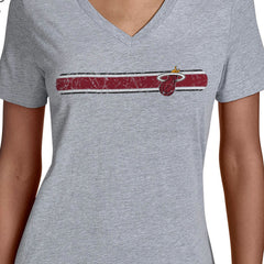 NBA - Miami Heat Starter Women's Team Stripe V-Neck T-Shirt - Gray