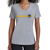 NBA - Golden State Warriors Starter Women's Team Stripe V-Neck T-Shirt - Gray