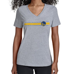 NBA - Golden State Warriors Starter Women's Team Stripe V-Neck T-Shirt - Gray