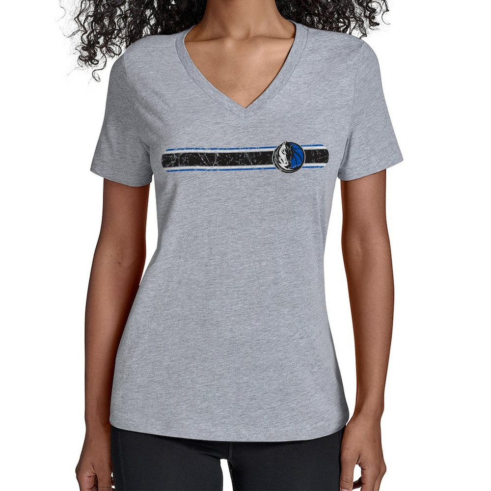 NBA - Dallas Mavericks Starter Women's Team Stripe V-Neck T-Shirt - Gray