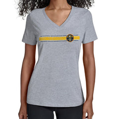NBA - Denver Nuggets Starter Women's Team Stripe V-Neck T-Shirt - Gray