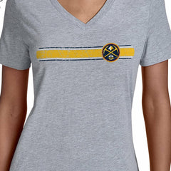 NBA - Denver Nuggets Starter Women's Team Stripe V-Neck T-Shirt - Gray