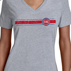 NBA - Detroit Pistons Starter Women's Team Stripe V-Neck T-Shirt - Gray
