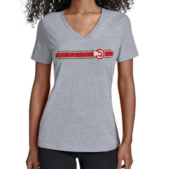 NBA - Atlanta Hawks Starter Women's Team Stripe V-Neck T-Shirt - Gray