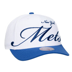 New York Mets Mitchell & Ness Unisex XL Script Pro Crown Snapback Hat Lifestyle