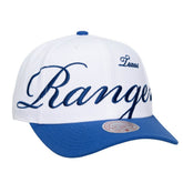 Texas Rangers Mitchell & Ness Unisex XL Script Pro Crown Adjustable Hat Lifestyle