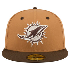 Miami Dolphins New Era Two-Tone Walnut 59FIFTY Fitted Hat Light Brown/Dark Brown - NFL