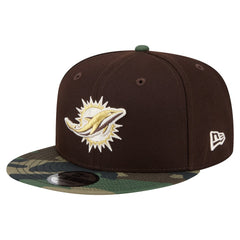 Miami Dolphins Adult Burnt Wood Camo 9FIFTY Snapback Hat Dark Brown - NFL