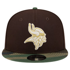Minnesota Vikings Adult Burnt Wood Camo 9FIFTY Snapback Hat Dark Brown - NFL