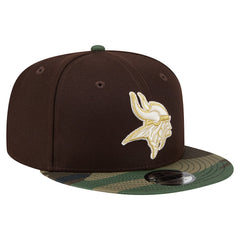 Minnesota Vikings Adult Burnt Wood Camo 9FIFTY Snapback Hat Dark Brown - NFL