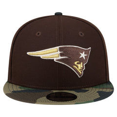 New England Patriots Adult Burnt Wood Camo 9FIFTY Snapback Hat Dark Brown - NFL