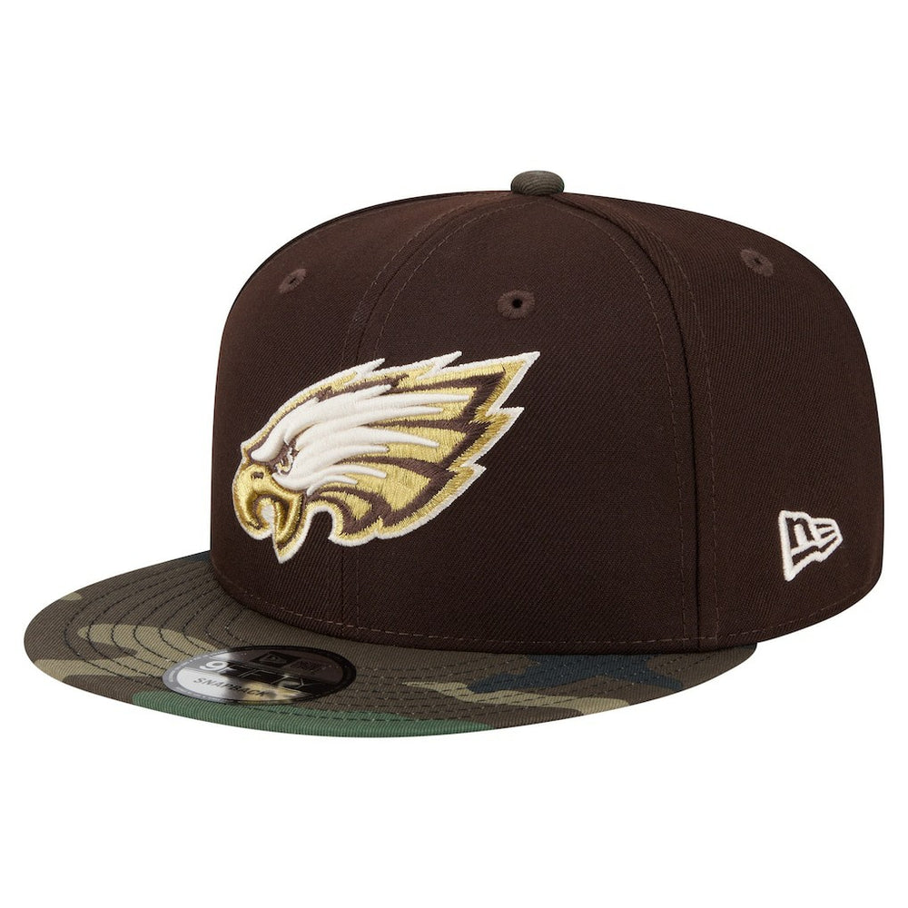 Philadelphia Eagles Adult Burnt Wood Camo 9FIFTY Snapback Hat Dark Brown - NFL