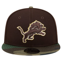 Detroit Lions Adult Burnt Wood Camo 9FIFTY Snapback Hat Dark Brown - NFL