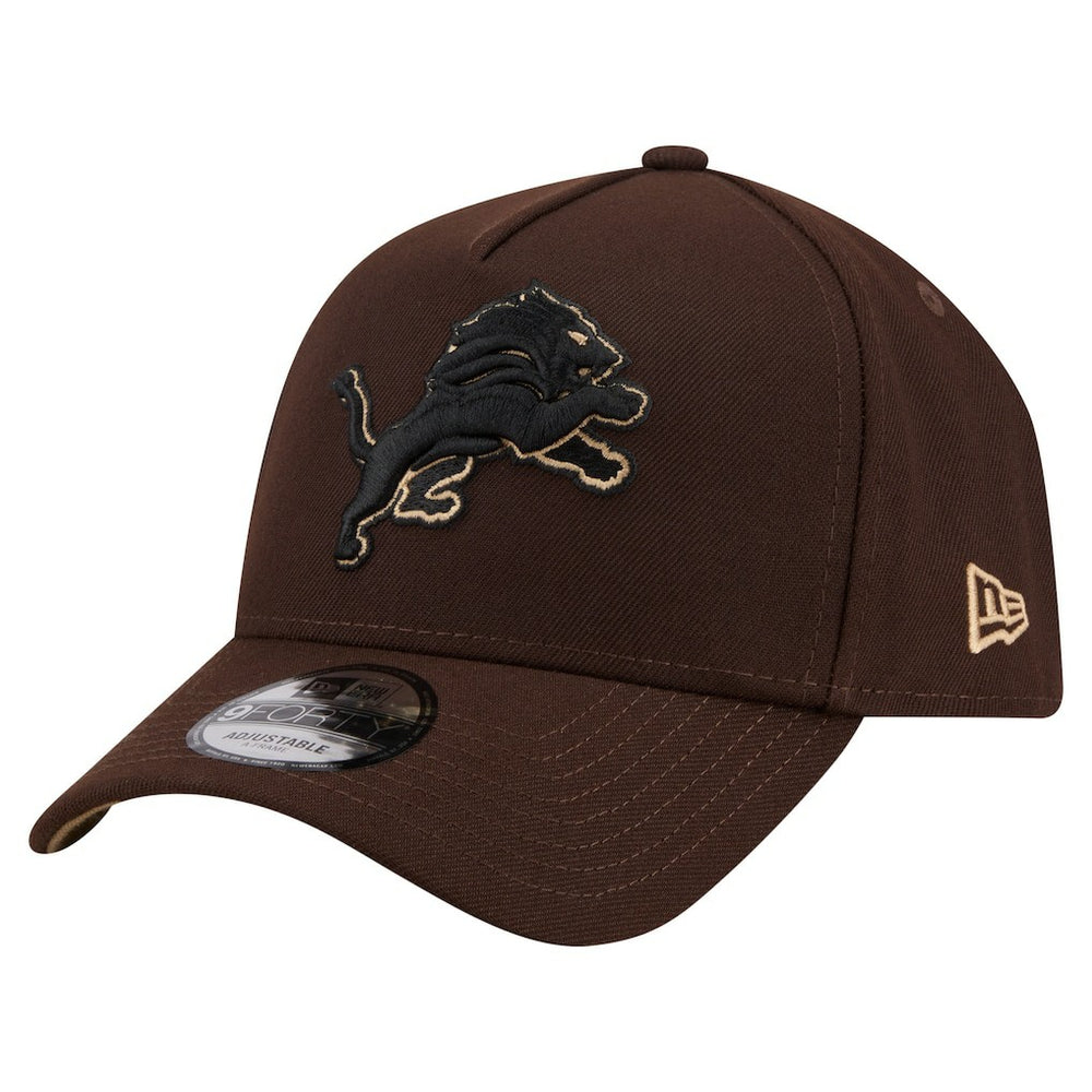 Detroit Lions New Era Burnt Wood A-Frame 9FORTY Adjustable Hat Dark Brown - NFL