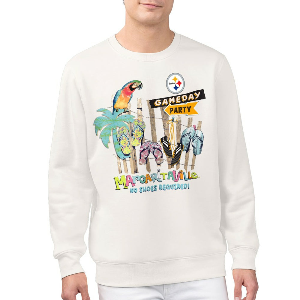 Pittsburgh Steelers Margaritaville Gameday Party Fleece Sweatshirt Cream - NFL