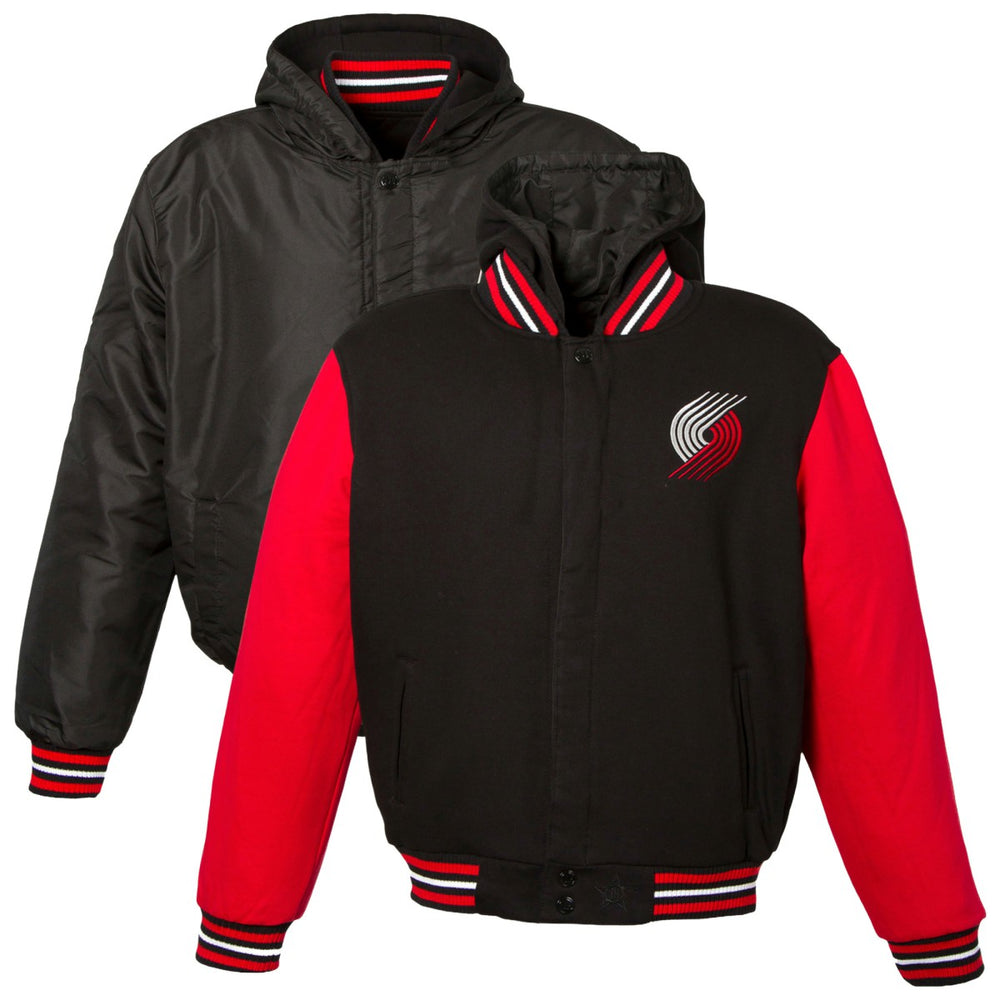 NBA - Portland Trail Blazers JH Design Youth Reversible Fleece Full-Zip Varsity Hoodie - Black