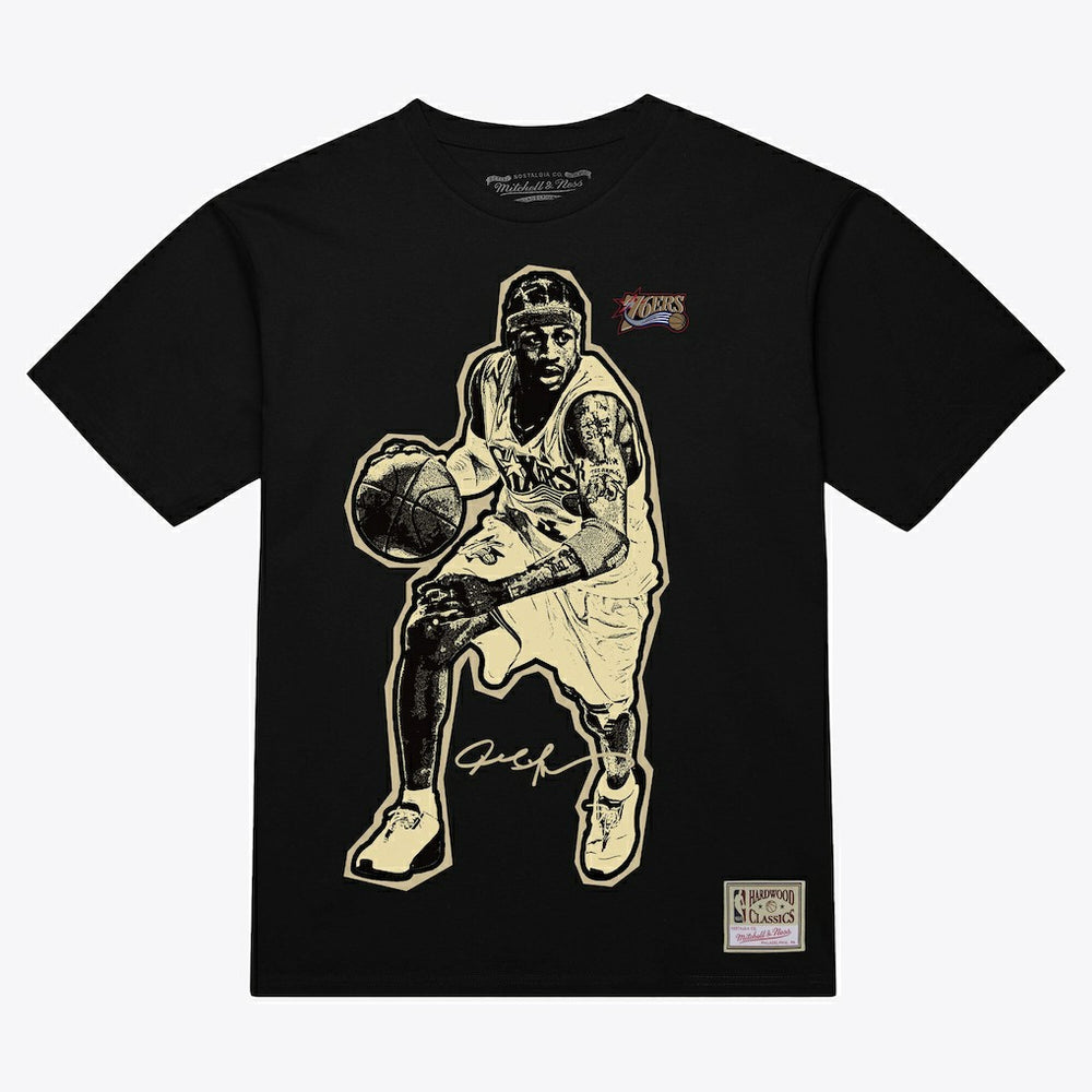 Mitchell & Ness - Allen Iverson Philadelphia 76ers Unisex Blockbuster Player Graphic T-Shirt - Black