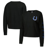 Indianapolis Colts New Era Women's Sport Night Thermal Long Sleeve Cropped T-Shirt Black - NFL