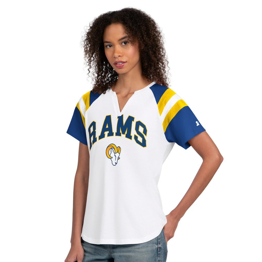 Los Angeles Rams Starter Women's Game On Notch Neck T-Shirt White - NFL
