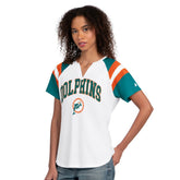 Miami Dolphins Starter Women's Game On Notch Neck T-Shirt White - NFL