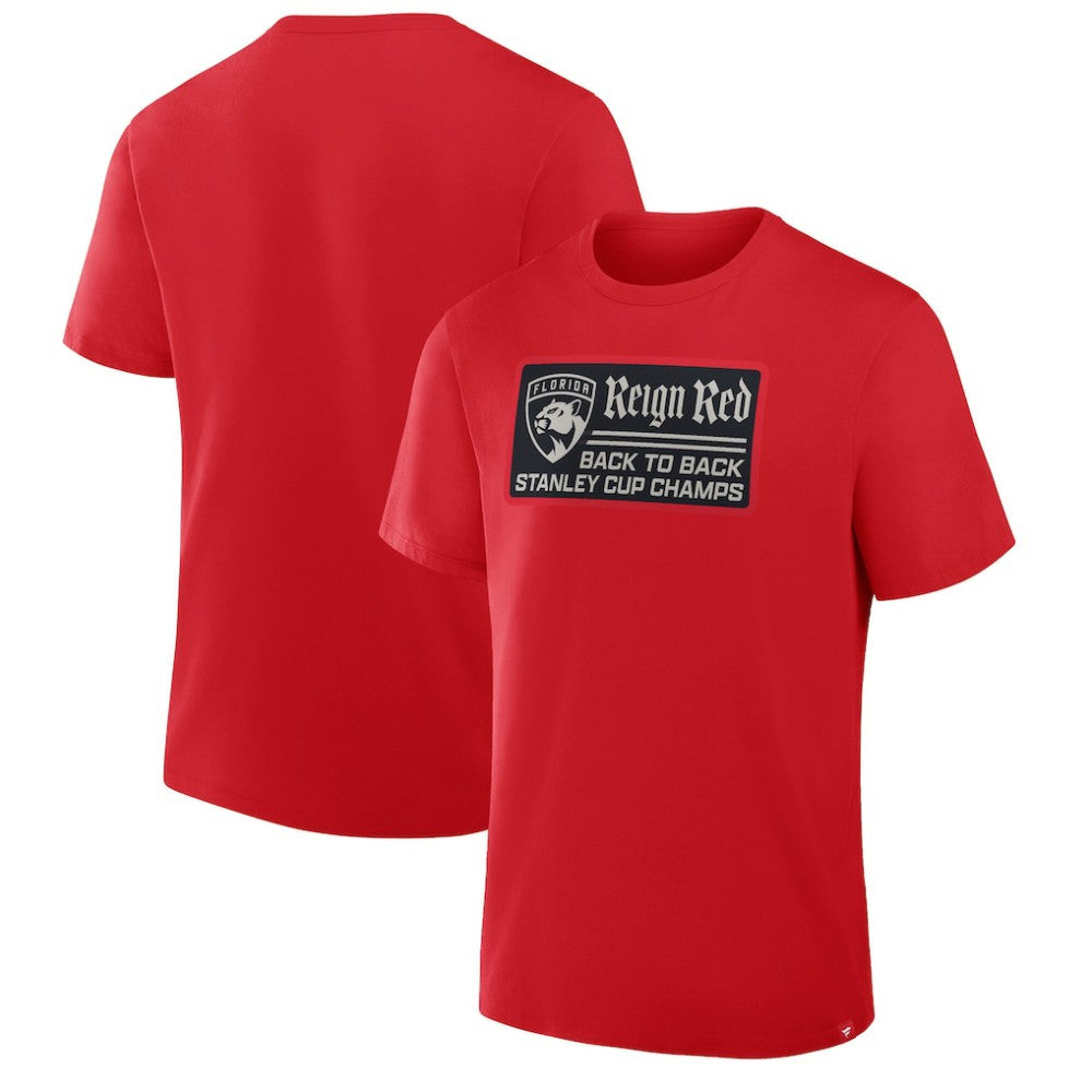 Florida Panthers - Back-To-Back Stanley Cup Champions Reign Red T-Shirt Red
