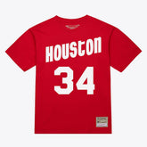Mitchell & Ness - Hakeem Olajuwon Houston Rockets Unisex Hardwood Classics Name & Number T-Shirt - Red