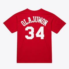 Mitchell & Ness - Hakeem Olajuwon Houston Rockets Unisex Hardwood Classics Name & Number T-Shirt - Red