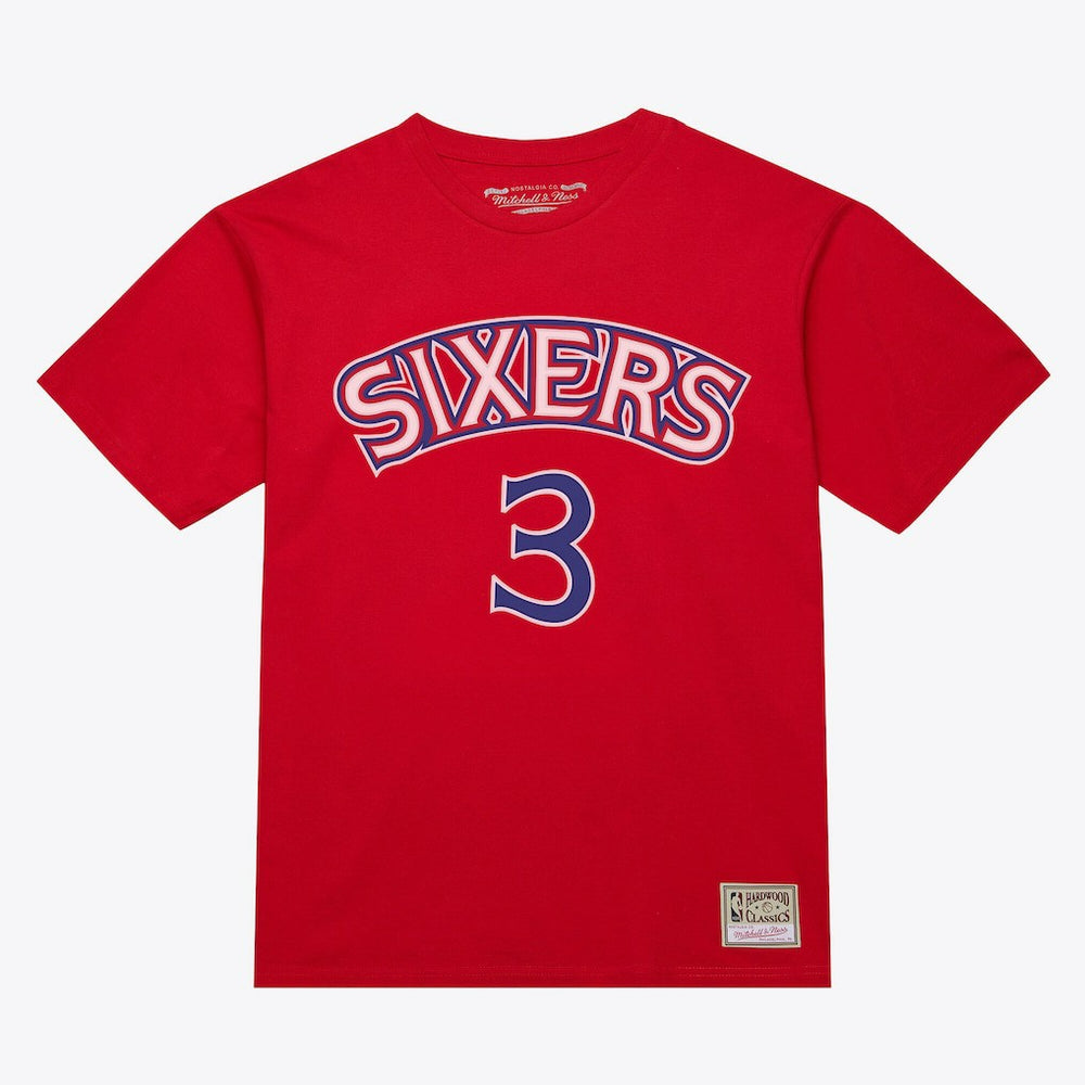 Mitchell & Ness - Allen Iverson Philadelphia 76ers Unisex Hardwood Classics Name & Number T-Shirt - Red