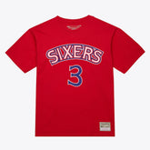 Mitchell & Ness - Allen Iverson Philadelphia 76ers Unisex Hardwood Classics Name & Number T-Shirt - Red