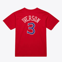 Mitchell & Ness - Allen Iverson Philadelphia 76ers Unisex Hardwood Classics Name & Number T-Shirt - Red