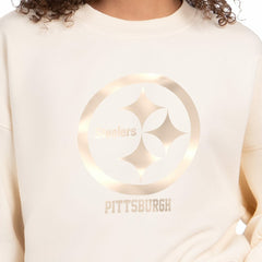 Pittsburgh Steelers Starter Women's Travel Pastels Boxy Fleece Sweatshirt Cream - NFL