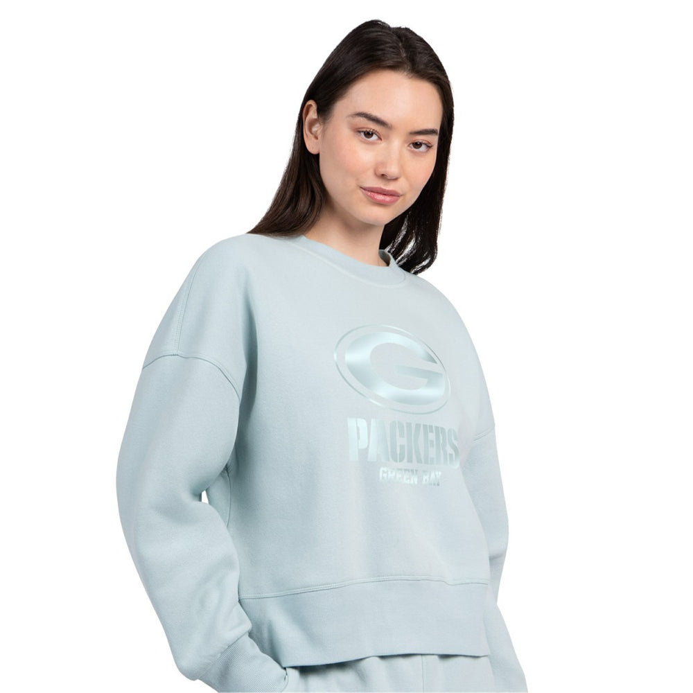 Green Bay Packers Starter Women's Travel Pastels Boxy Fleece Sweatshirt Mint - NFL
