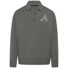 Atlanta Braves Levelwear Luxe Signature Quarter-Zip Chenille Logo Tri-Blend Sweatshirt for sale