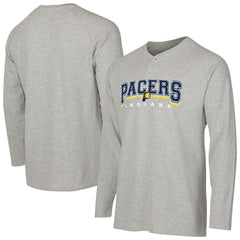 NBA - Indiana Pacers Concepts Sport Hawthorn Thermal Knit Long Sleeve Henley T-Shirt - Gray