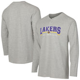 NBA - Los Angeles Lakers Concepts Sport Hawthorn Thermal Knit Long Sleeve Henley T-Shirt - Gray