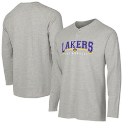 NBA - Los Angeles Lakers Concepts Sport Hawthorn Thermal Knit Long Sleeve Henley T-Shirt - Gray