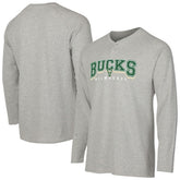 NBA - Milwaukee Bucks Concepts Sport Hawthorn Thermal Knit Long Sleeve Henley T-Shirt - Gray