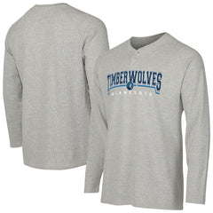 NBA - Minnesota Timberwolves Concepts Sport Hawthorn Thermal Knit Long Sleeve Henley T-Shirt - Gray