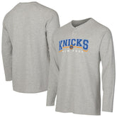 NBA - New York Knicks Concepts Sport Hawthorn Thermal Knit Long Sleeve Henley T-Shirt - Gray