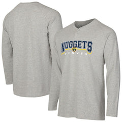 NBA - Denver Nuggets Concepts Sport Hawthorn Thermal Knit Long Sleeve Henley T-Shirt - Gray