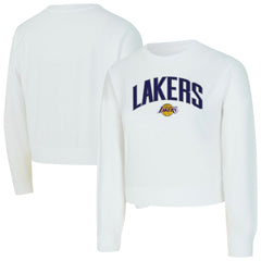 NBA - Los Angeles Lakers Concepts Sport Women's Laney Chenille Cropped Long Sleeve T-Shirt - White