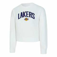 NBA - Los Angeles Lakers Concepts Sport Women's Laney Chenille Cropped Long Sleeve T-Shirt - White