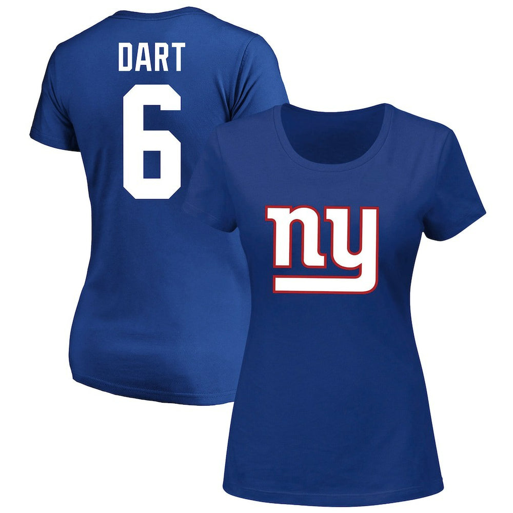 Jaxson Dart New York Giants Women's Plus Size Name & Number Scoop Neck T-Shirt Royal - Fanatics
