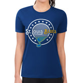 St. Louis Blues - G-III 4Her by Carl Banks Women's Super-Slim Lightweight Pinstripe Circle Graphic T-Shirt Royal