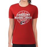 Carolina Hurricanes - G-III 4Her by Carl Banks Women's Super-Slim Lightweight Pinstripe Circle Graphic T-Shirt Red