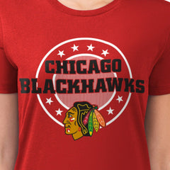 Chicago Blackhawks G-III 4Her by Carl Banks Women's Super-Slim Lightweight Pinstripe Circle Graphic T-Shirt Red