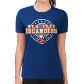 New York Islanders - G-III 4Her by Carl Banks Women's Super-Slim Lightweight Pinstripe Circle Graphic T-Shirt Royal